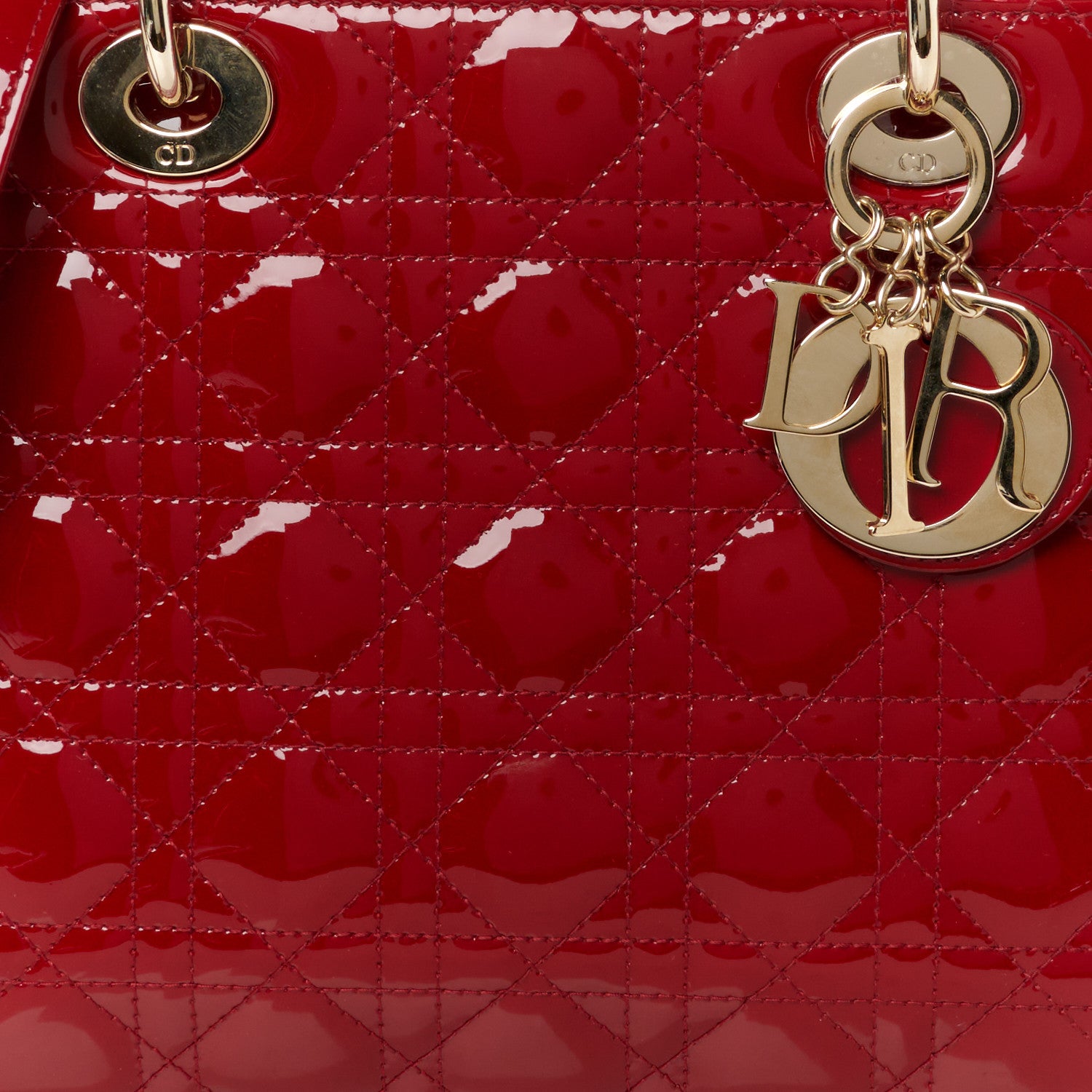Christian Dior Patent Cannage Medium Lady Dior Burgundy Red 8 of 10