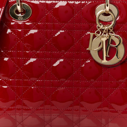 Christian Dior Patent Cannage Medium Lady Dior Burgundy Red 8 of 10