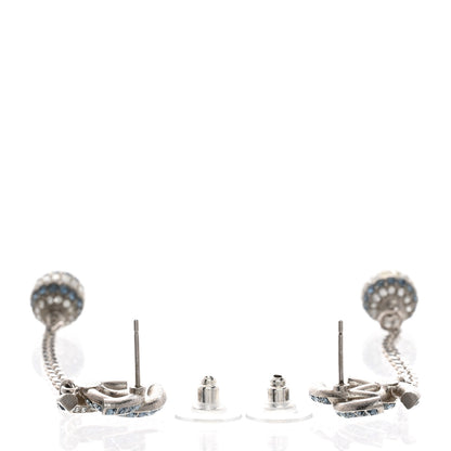Chanel Crystal Drop Long CC Earrings Silver 3 of 4