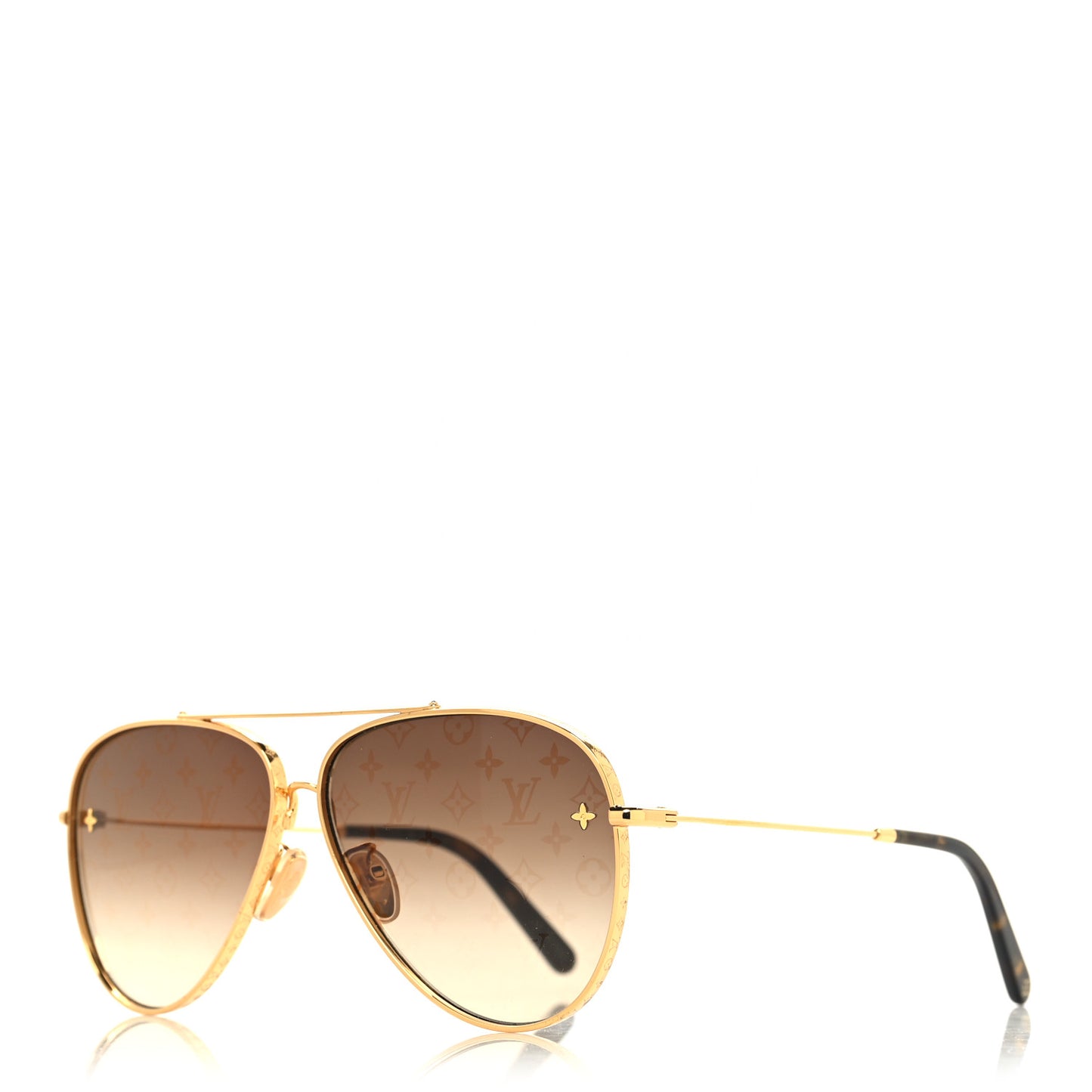 Metal The LV Pilot Sunglasses Z1620U Gradient Brown Monogram