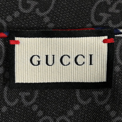 Gucci Silk Twill Monogram Courrier Square Scarf Black Light Grey 3 of 4
