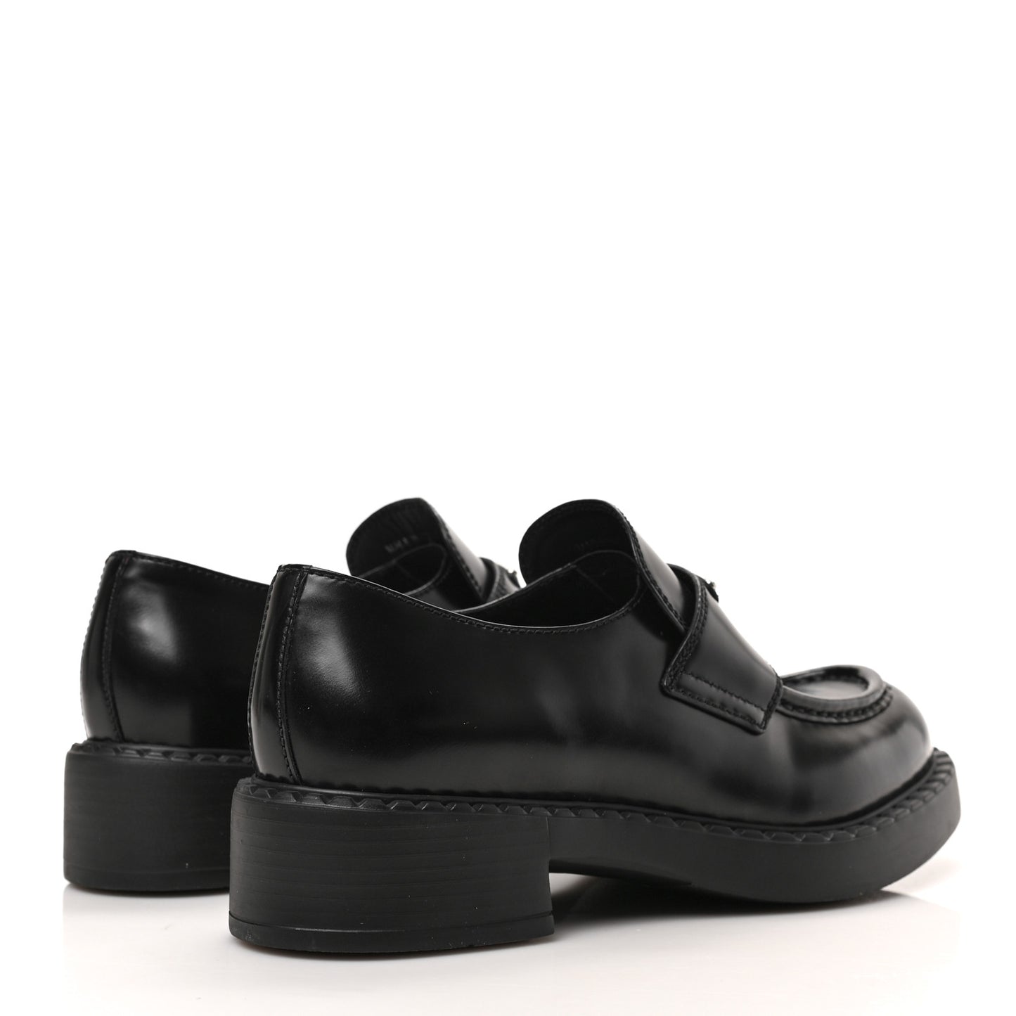Spazzolato Metal Triangle Logo 50mm Loafers 38 Black