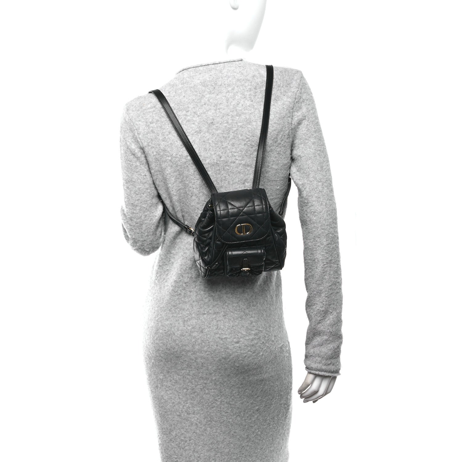 Christian Dior Lambskin Macrocannage Small Caro Backpack Black 2 of 10