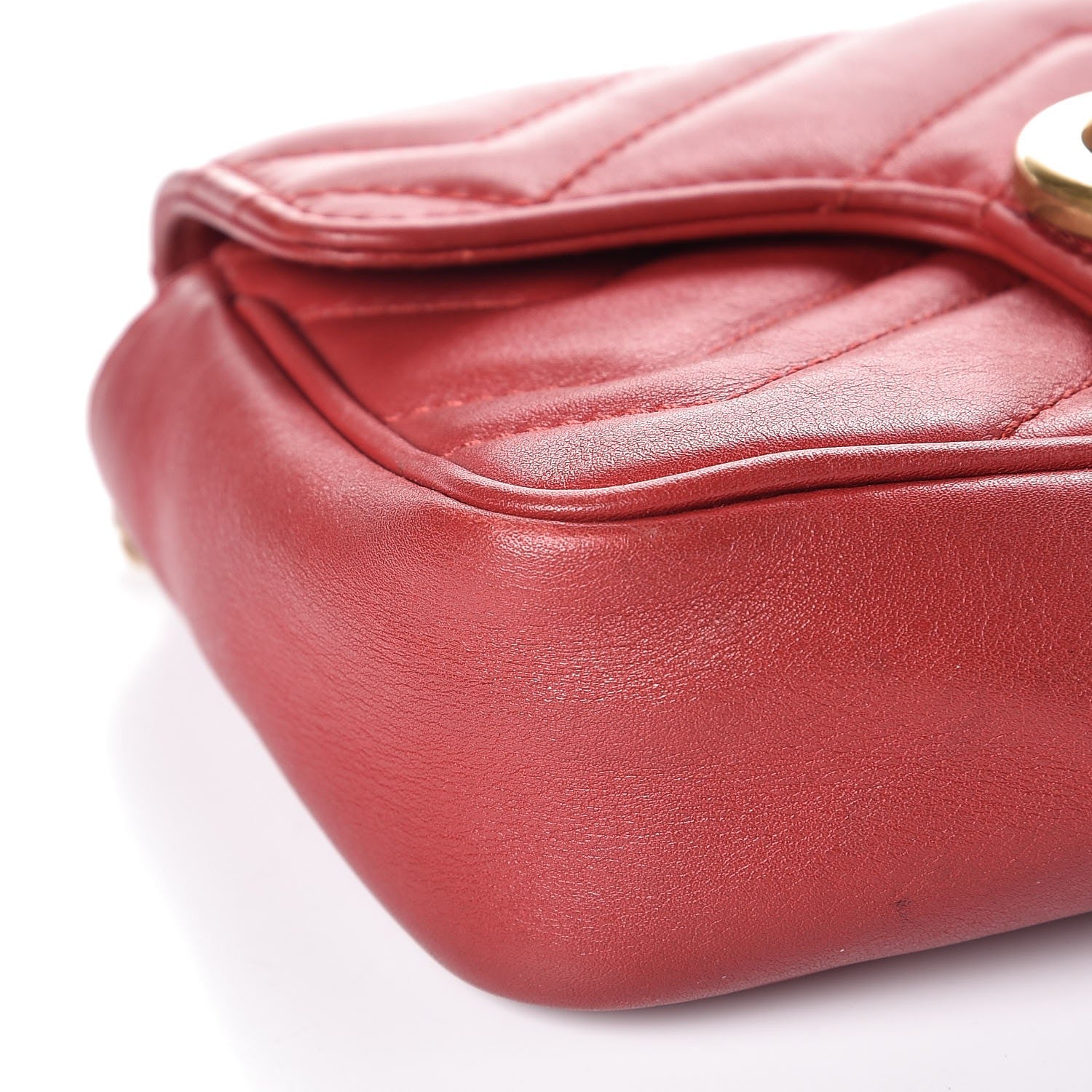 Gucci Calfskin Matelasse Super Mini GG Marmont Shoulder Bag Hibiscus Red 11 of 12