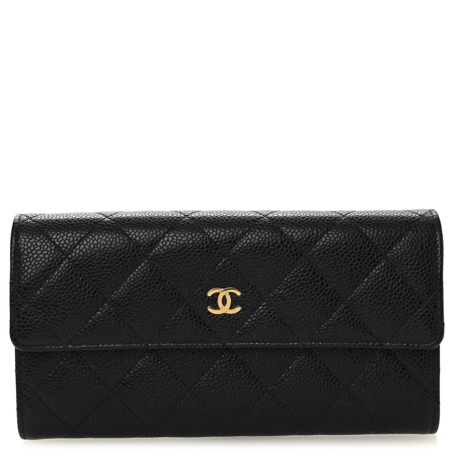 Chanel Caviar Quilted Large Gusset Flap Wallet Black 1 of 11
