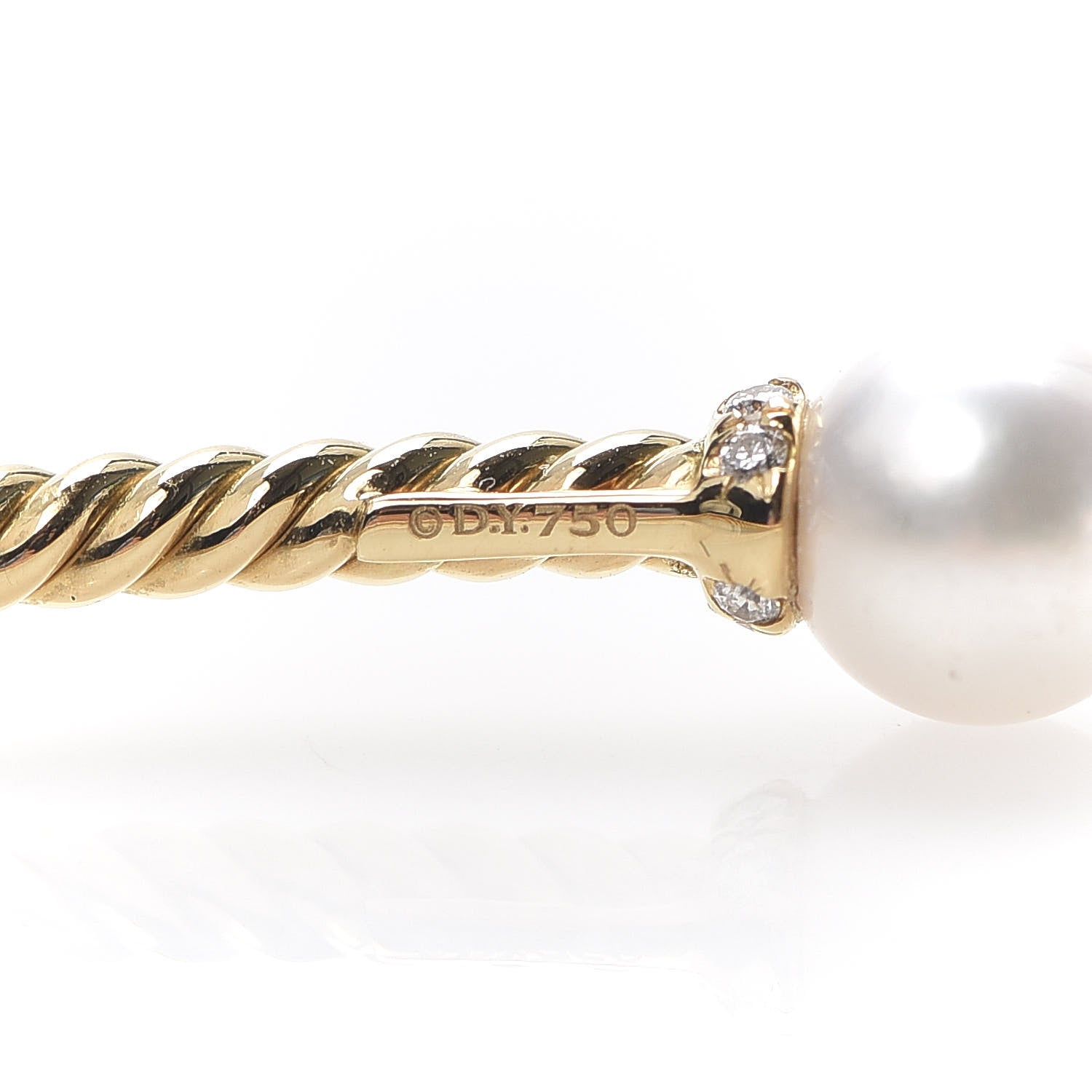 David Yurman 18K Yellow Gold Diamond Pearl 7mm Solari Bracelet 4 of 4