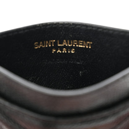 Saint Laurent Grain De Poudre Matelasse Chevron Monogram Credit Card Case Black 6 of 7
