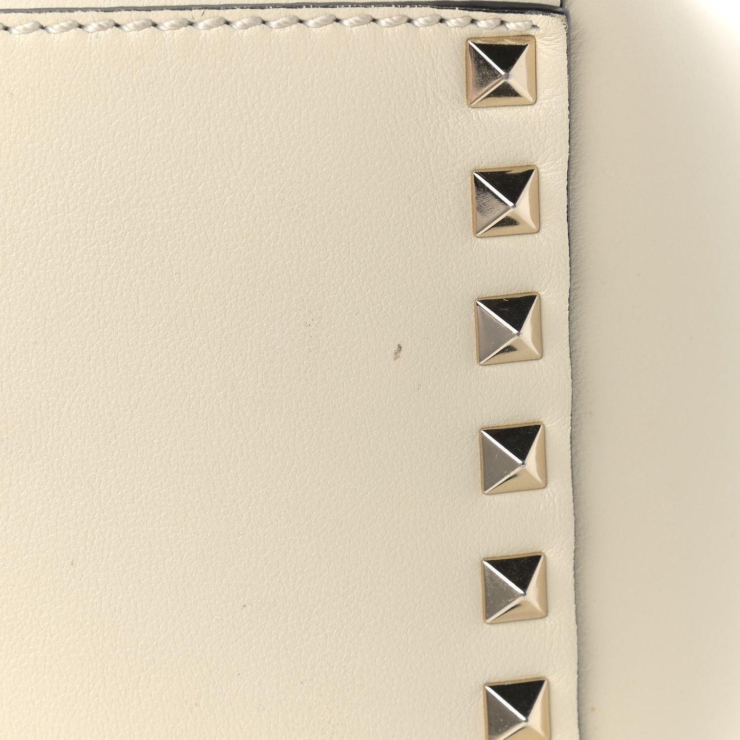 Vitello Small Rockstud Double Handle Tote Ivory