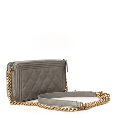 Chanel Caviar Quilted Small Boy Clutch With Chain Grey 3 of 16