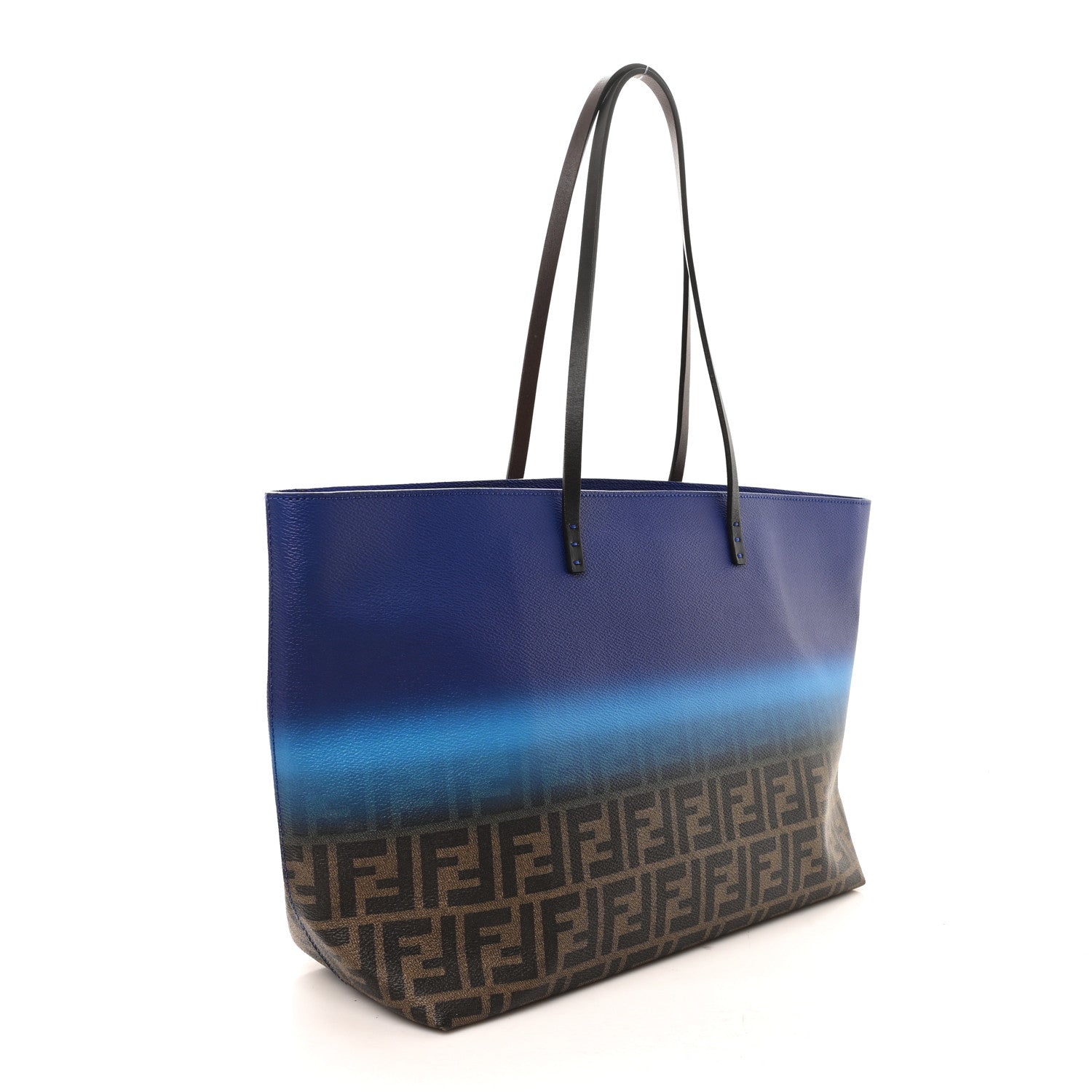 Fendi Ombre Zucca Spalmati Medium Roll Tote Tobacco Turquoise 3 of 12