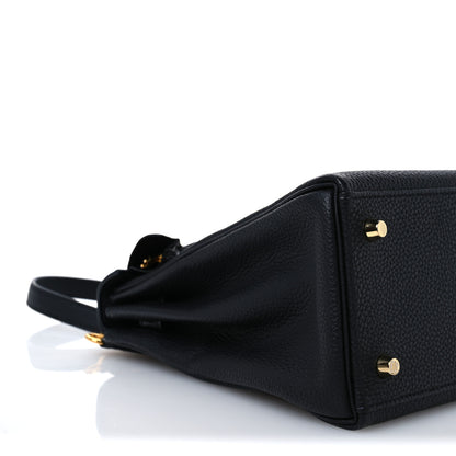 Hermes Togo Matte Porosus Crocodile Kelly Retourne Touch 28 Black 8 of 13