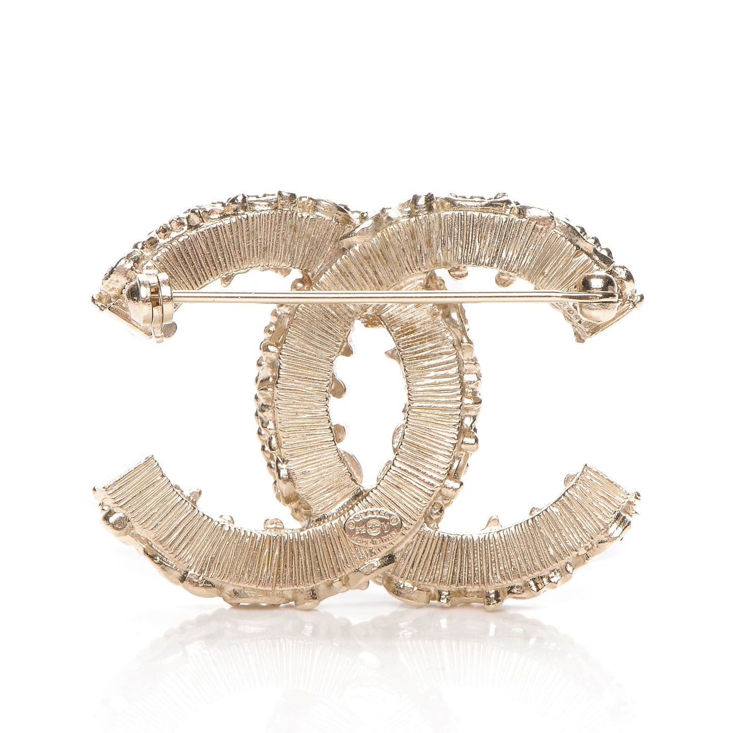 Enamel CC Baroque Brooch Black Gold