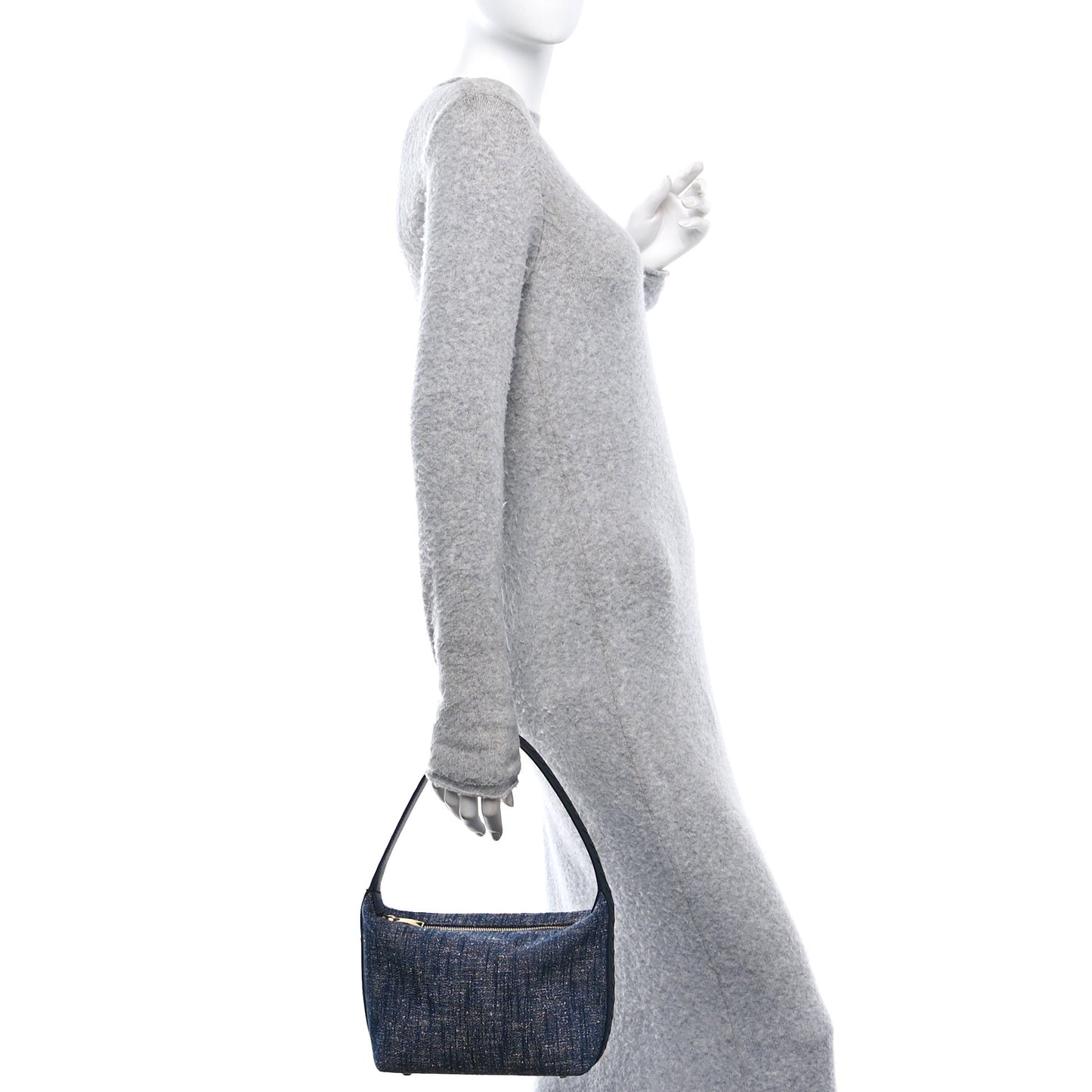 Denim Boucle Wallace Shoulder Bag Navy White Space