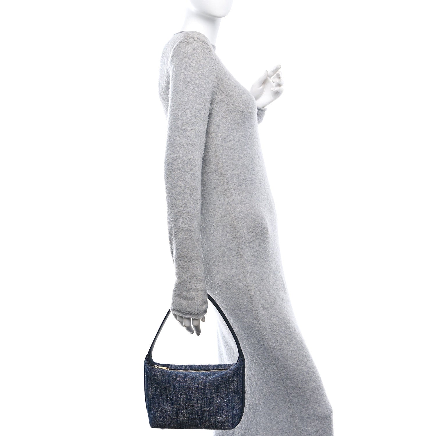 Bottega Veneta Denim Boucle Wallace Shoulder Bag Navy White Space 2 of 11