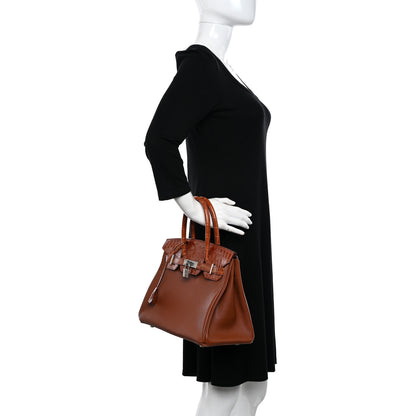 Hermes Chevre Mysore Shiny Niloticus Crocodile Birkin Touch 30 Noisette Etrusque 2 of 11