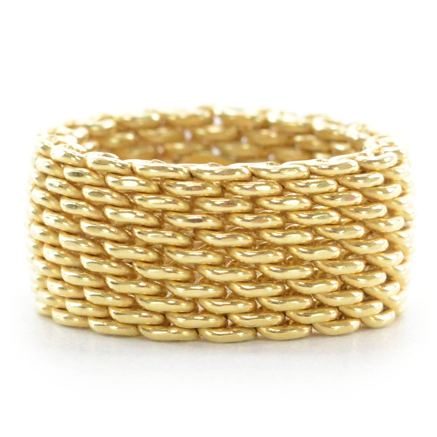 18K Yellow Gold Wide Somerset Mesh Ring 50 5.5