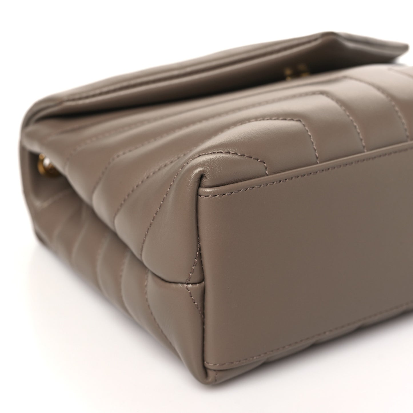 Calfskin Y Quilted Monogram Small Loulou Chain Satchel Taupe