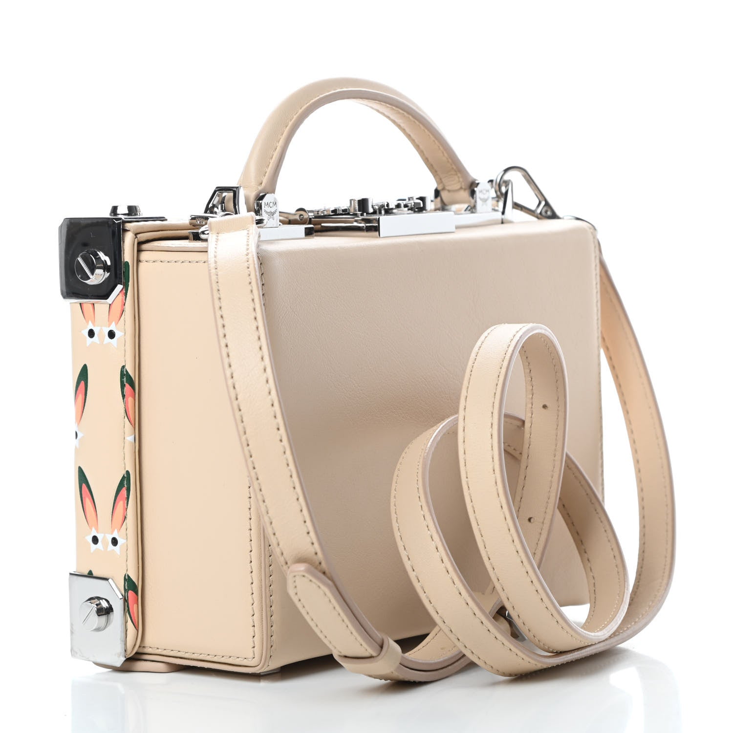 MCM Lambskin Star Eyed Bunny Small Berlin Crossbody Natural 3 of 12