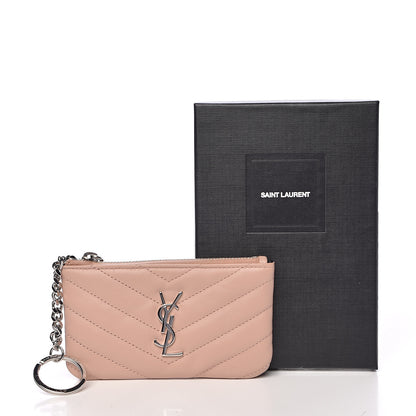 Saint Laurent Calfskin Matelasse Monogram Key Pouch Pale Pink 8 of 8