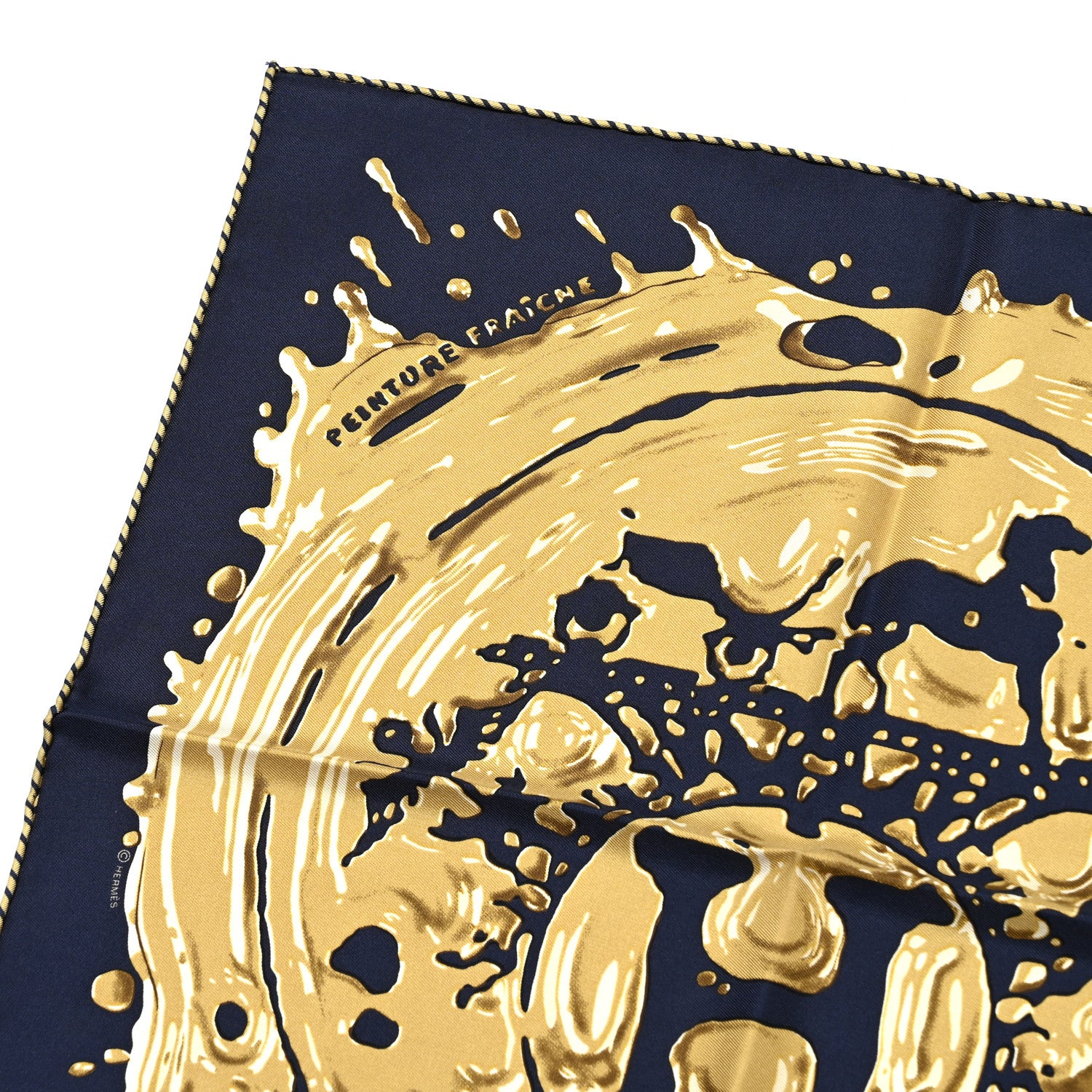 Hermes Silk Peinture Fraiche Scarf 45 Bleu Black Bronze 5 of 6