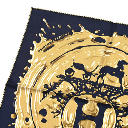 Hermes Silk Peinture Fraiche Scarf 45 Bleu Black Bronze 5 of 6