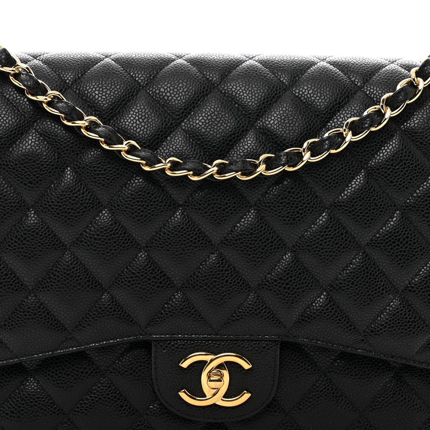 Caviar Quilted Maxi Double Flap Black