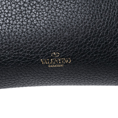 Valentino Garavani Pebbled Calfskin Rockstud Double Flap Crossbody Bag Black 14 of 16