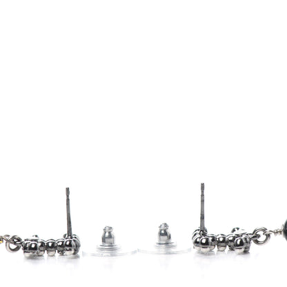 Chanel Bead Crystal CC Dangle Earrings Silver Black 3 of 5