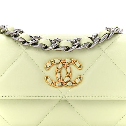 Chanel Lambskin Quilted Chanel 19 Clutch With Chain Light Green 9 of 14