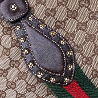 Gucci Monogram Web Studded Pelham Shoulder Bag Dark Brown 11 of 18