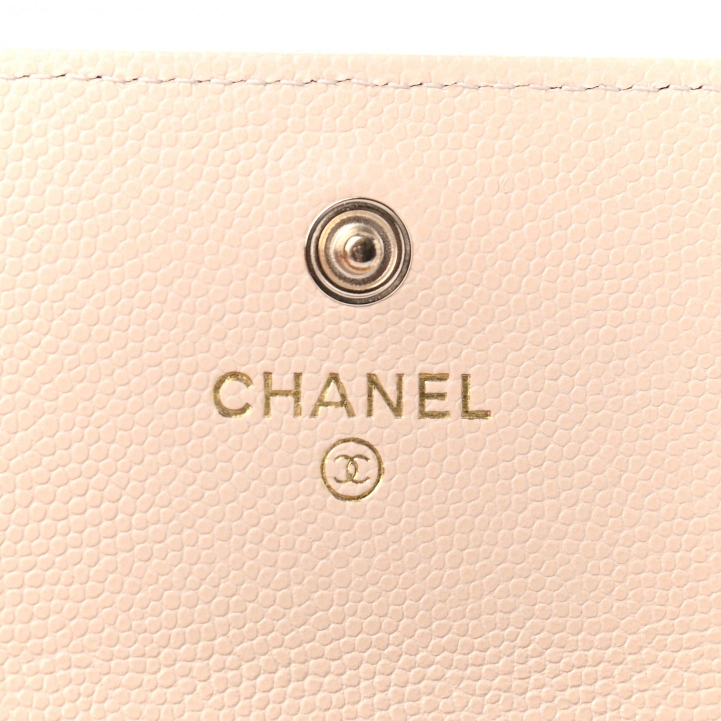 Caviar Pearl Quilted Coco Candy Flap Card Holder Beige