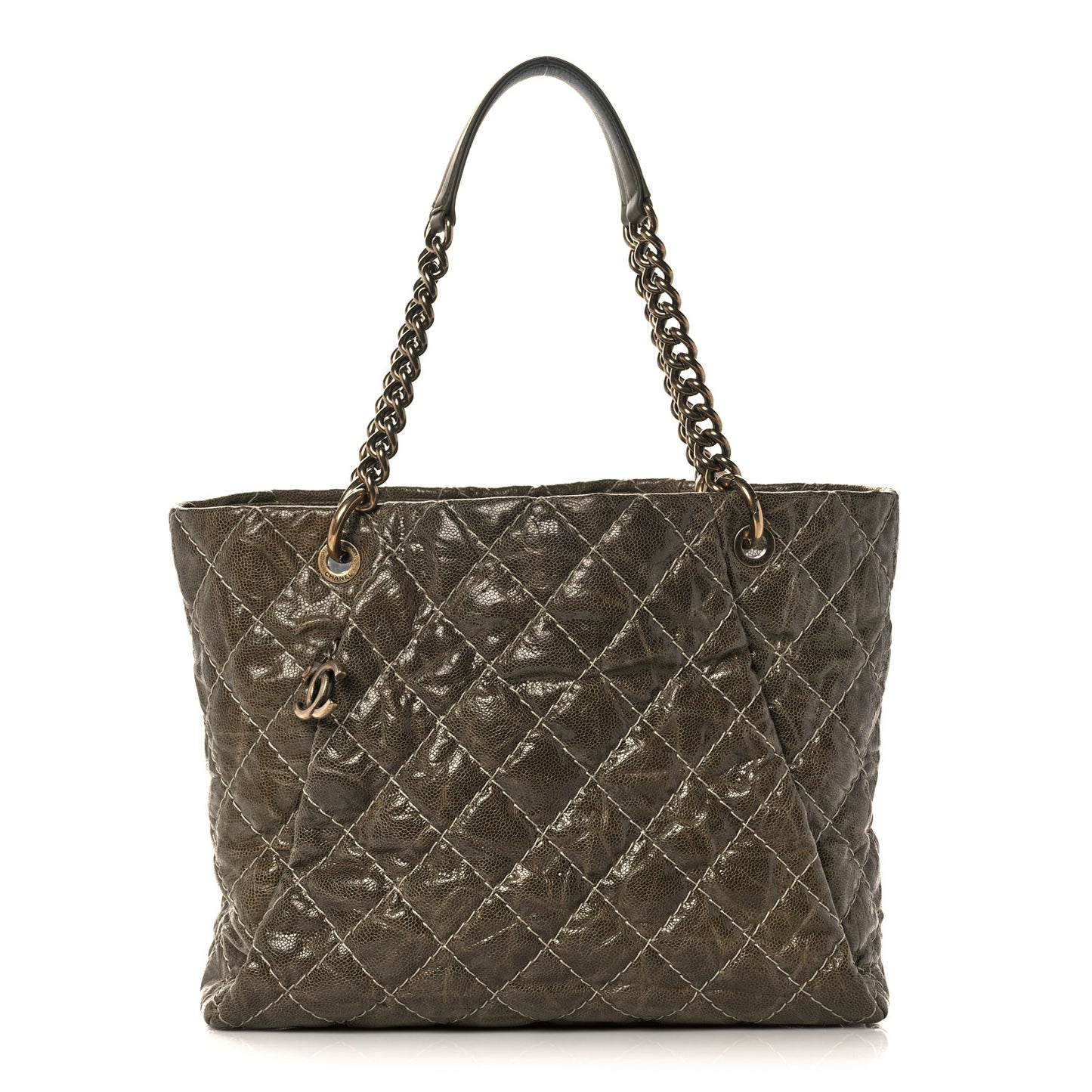 Glazed Caviar Coco Pleats Tote Green