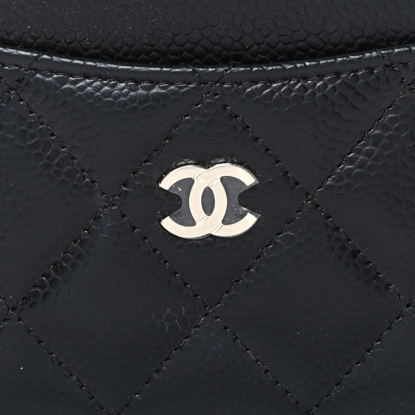 Caviar Quilted Card Holder Black