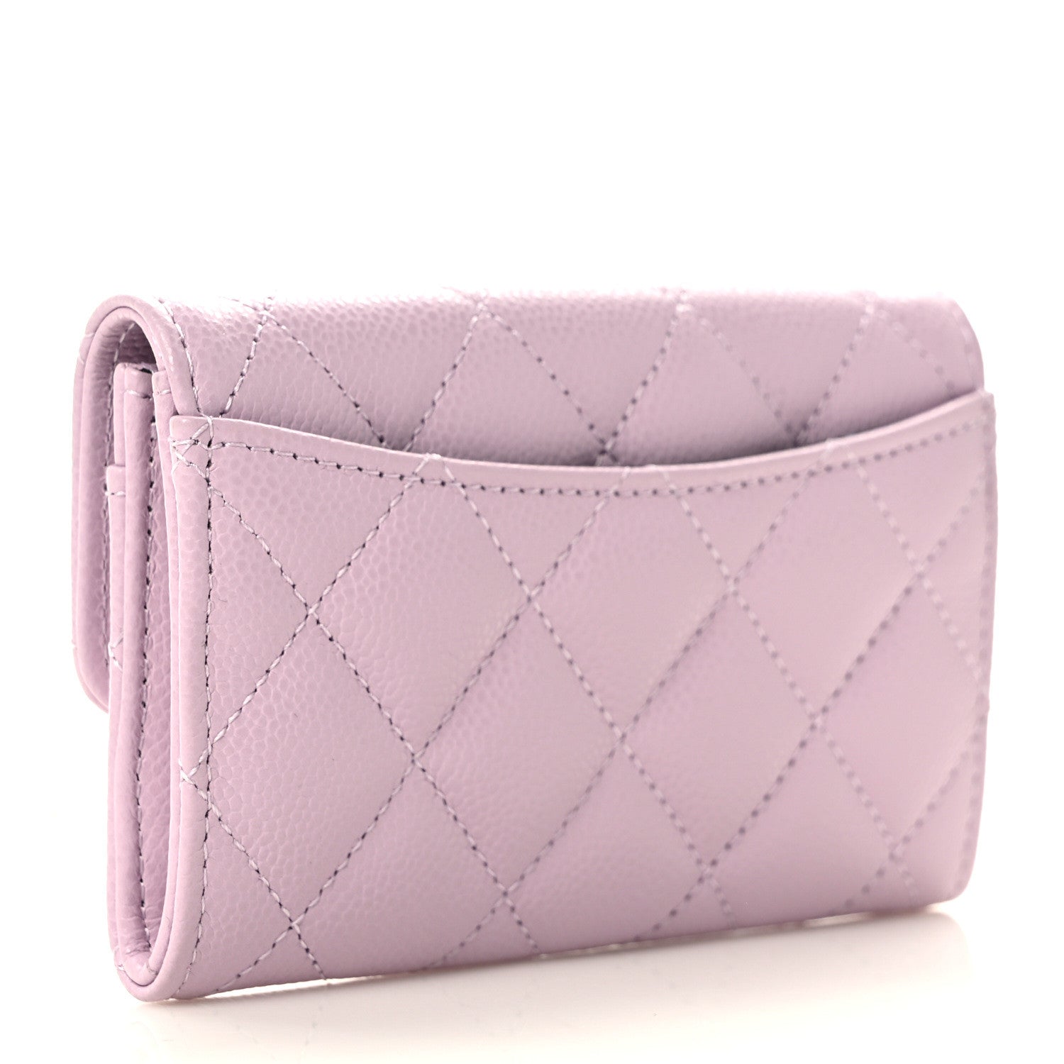 Chanel Caviar Quilted Flap Card Holder Wallet Light Purple 3 of 8