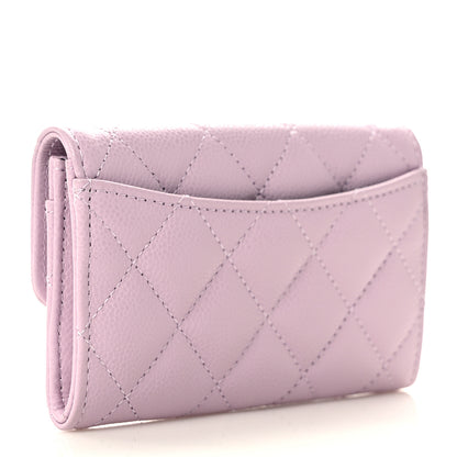 Chanel Caviar Quilted Flap Card Holder Wallet Light Purple 3 of 8