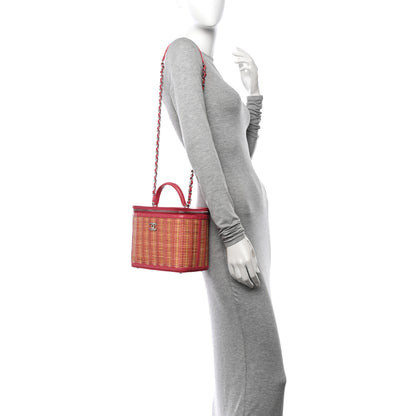 Chanel Glazed Calfskin Raffia Vanity Case Bag Pink 2 of 12