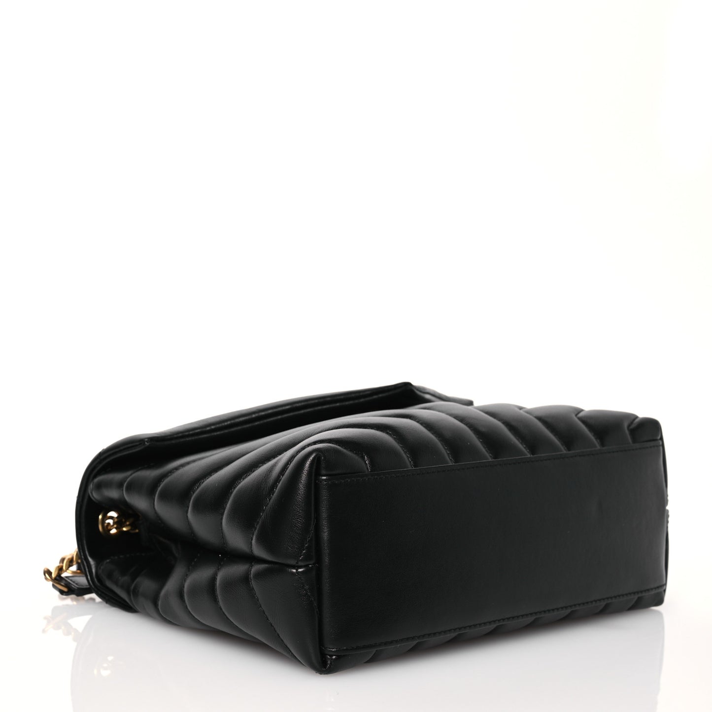 Calfskin Y Quilted Monogram Small Loulou Chain Satchel Black
