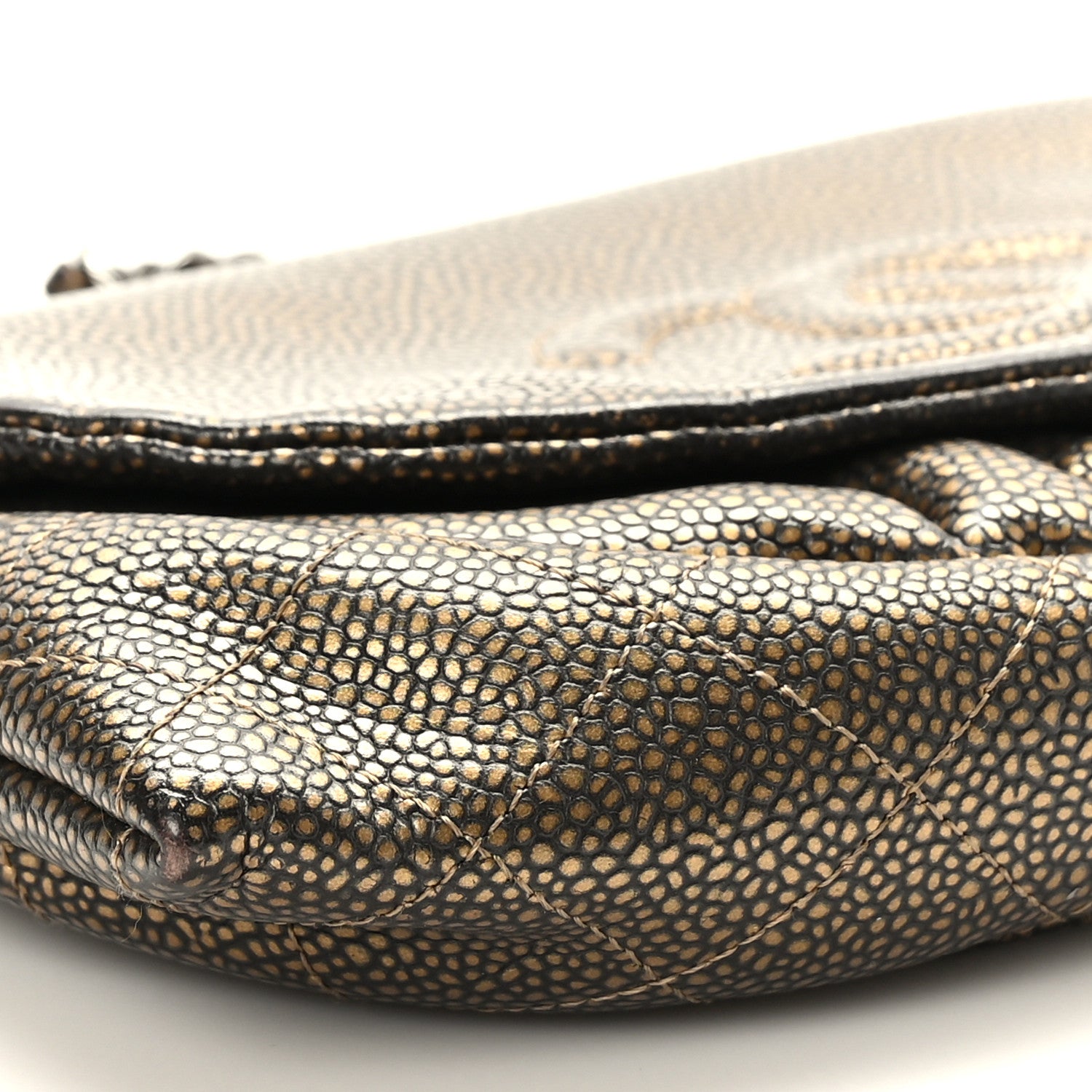 Chanel Metallic Caviar Half Moon Wallet On Chain WOC Bronze 9 of 10