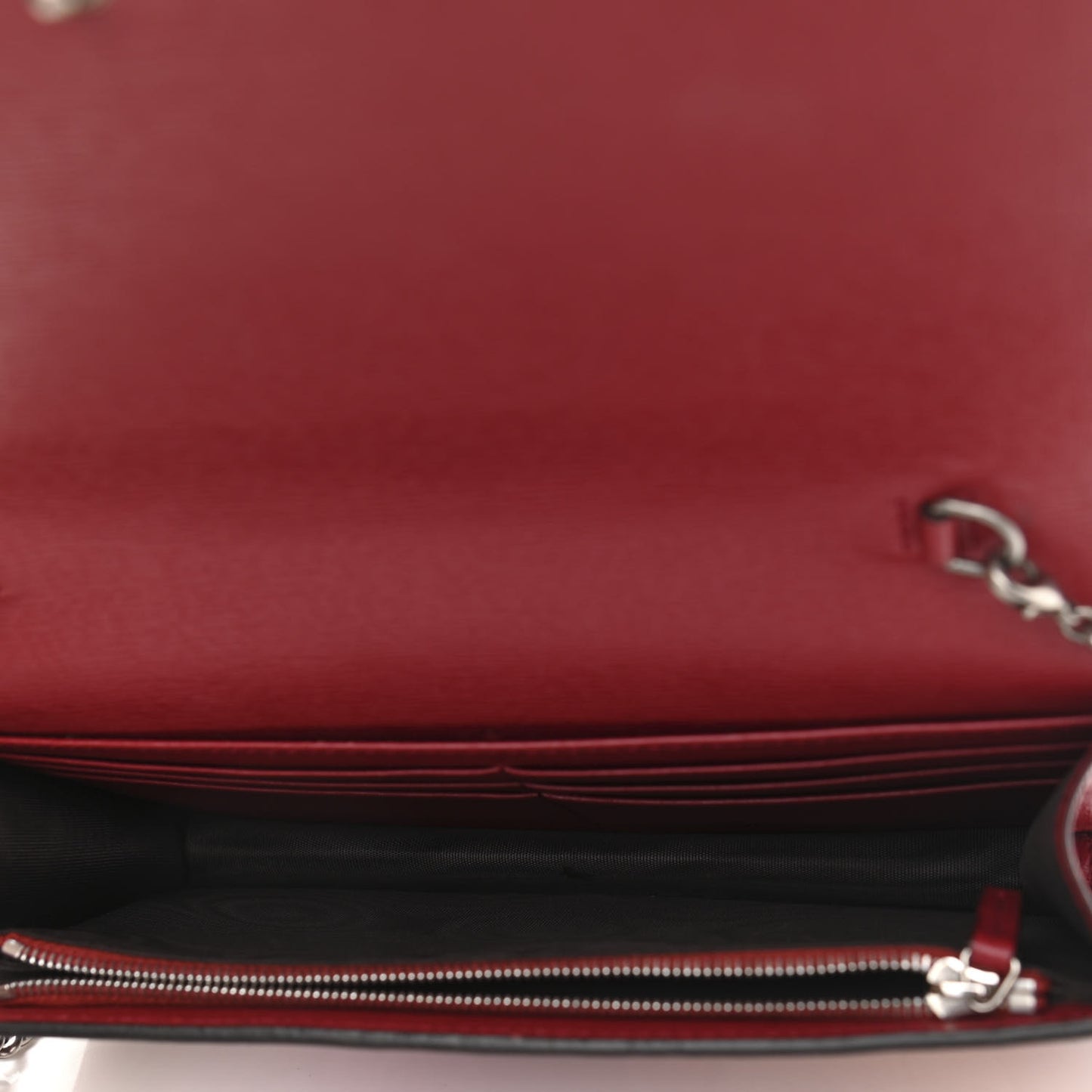Calfskin Blooms Print Chain Wallet Romantic Cherry Multicolor