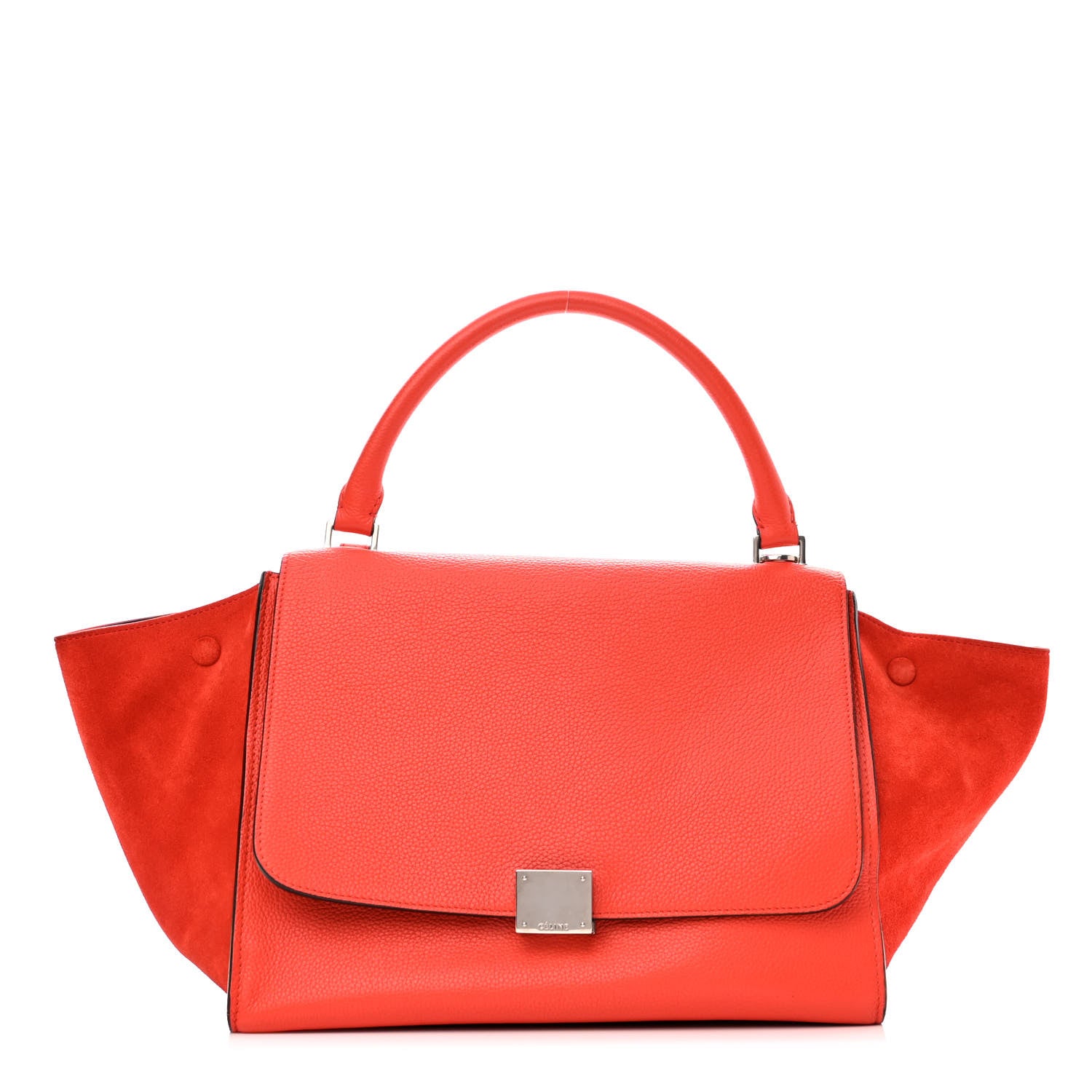 Celine Drummed Calfskin Suede Medium Trapeze Vermillion 1 of 12