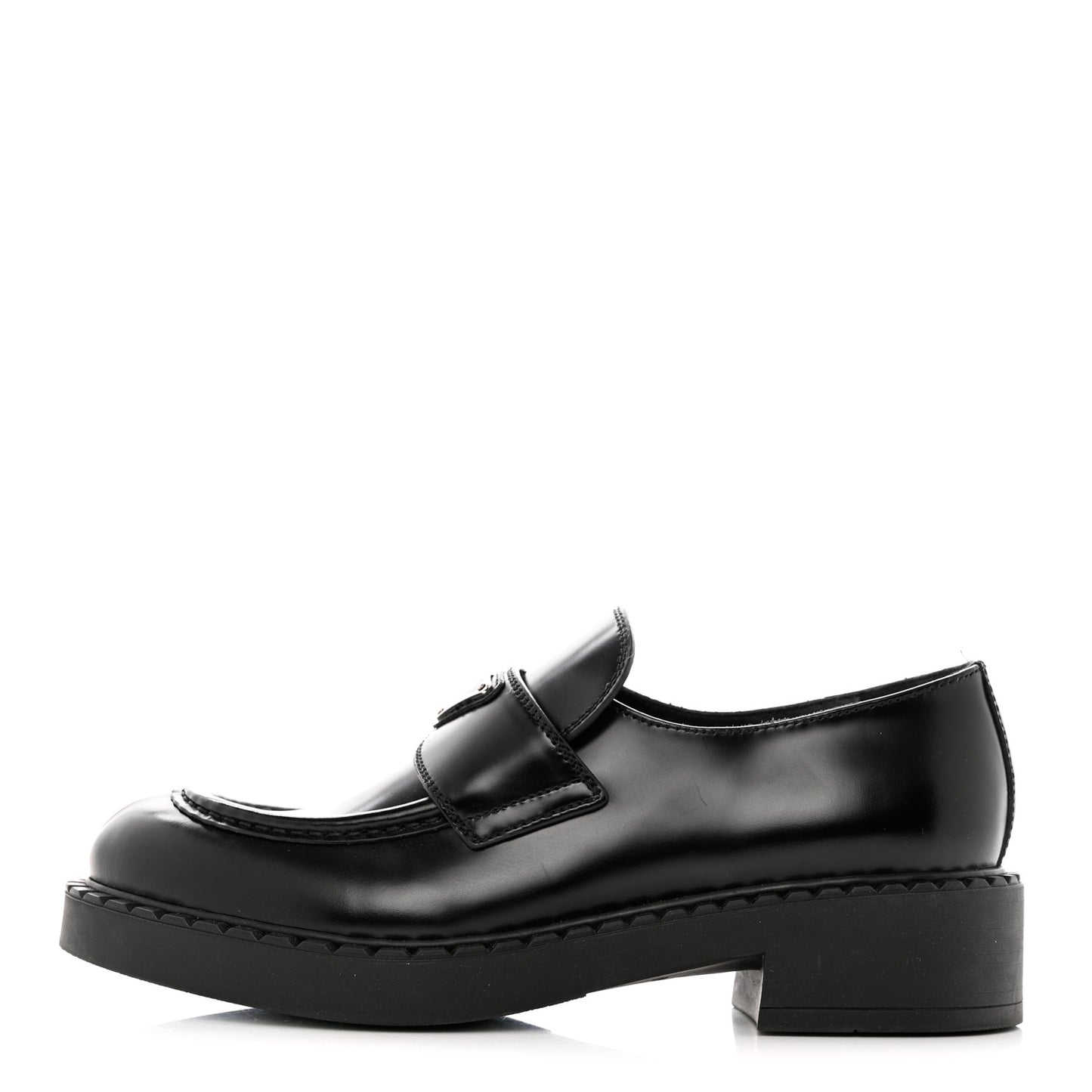 Spazzolato Metal Triangle Logo 50mm Loafers 39 Black