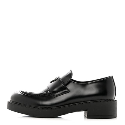 Prada Spazzolato Metal Triangle Logo 50mm Loafers 39 Black 1 of 10