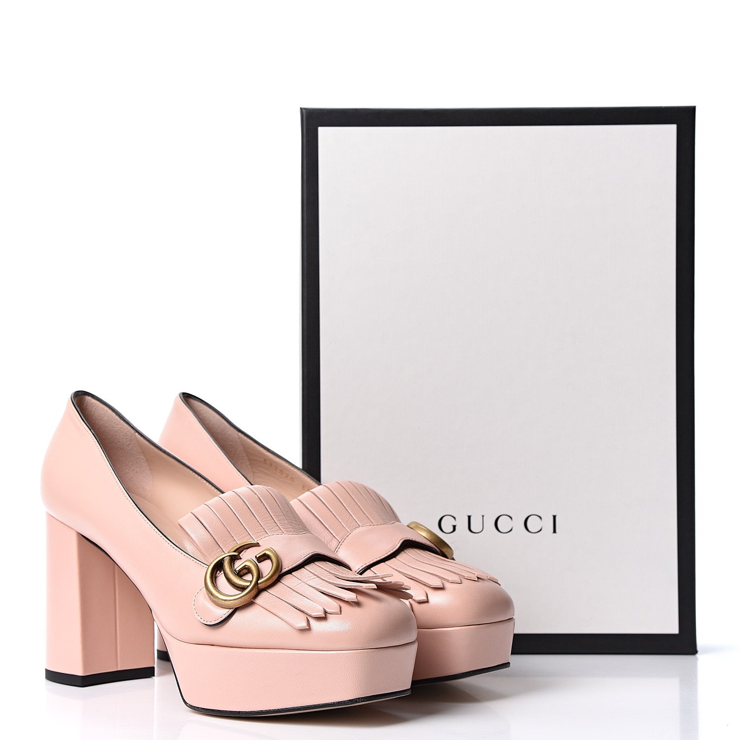 Gucci Malaga Kid GG Marmont Fringe Platform Loafer Pumps 39 Perfect Pink 10 of 10