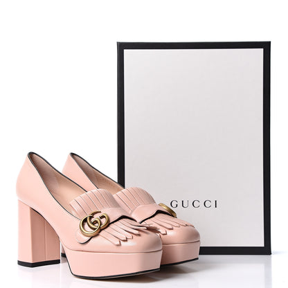Gucci Malaga Kid GG Marmont Fringe Platform Loafer Pumps 39 Perfect Pink 10 of 10