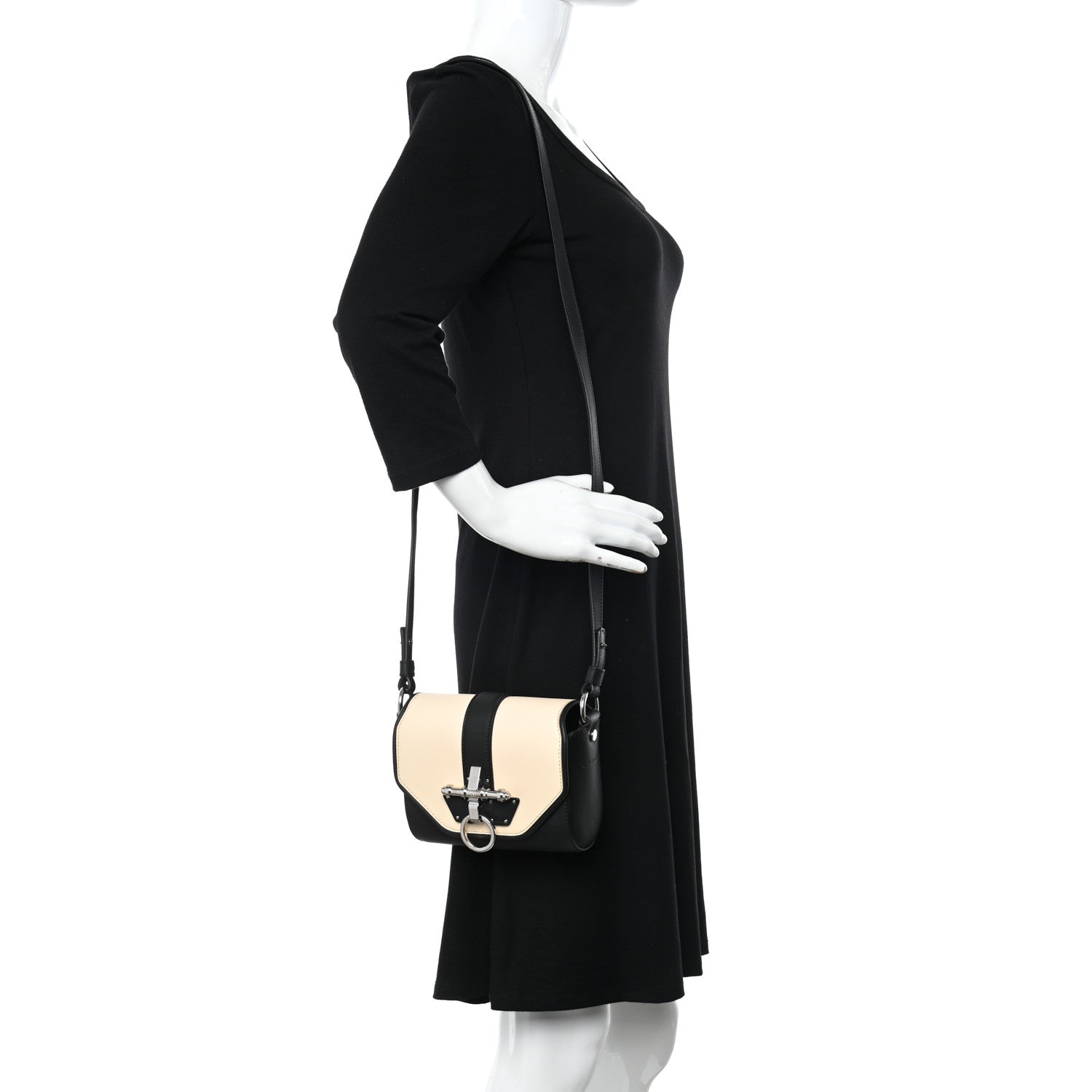 Givenchy Lambskin Obsedia Shoulder Bag Beige Black 2 of 15