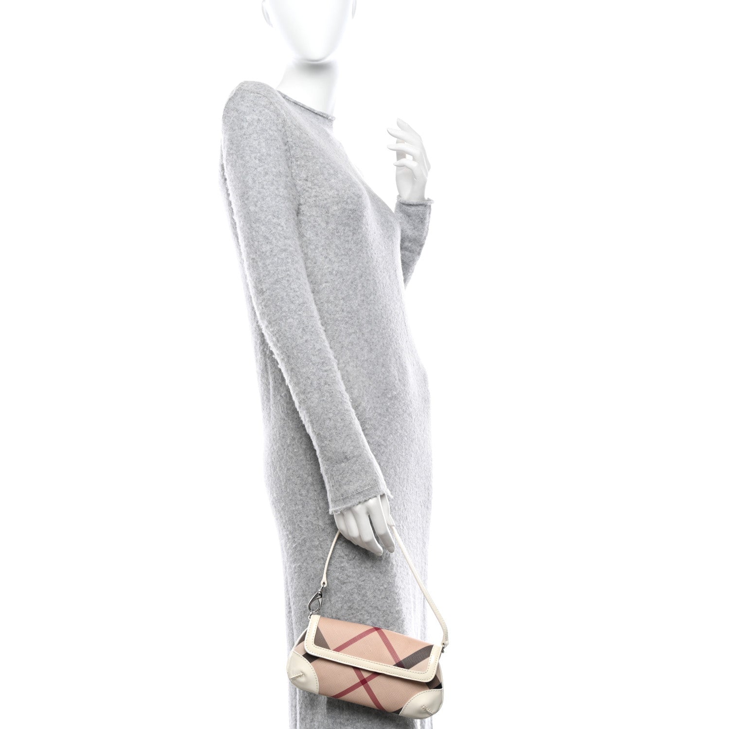 Burberry Nova Check Patent Calfskin Flap Shoulder Bag White 2 of 12