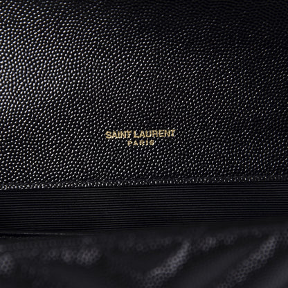 Saint Laurent Grain De Poudre Matelasse Chevron Medium Monogram Satchel Black 8 of 11