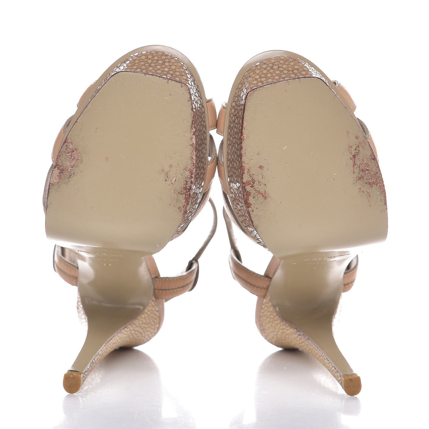 Calfskin Stingray Embossed Tribute 105 Platform Sandals 37 Natural