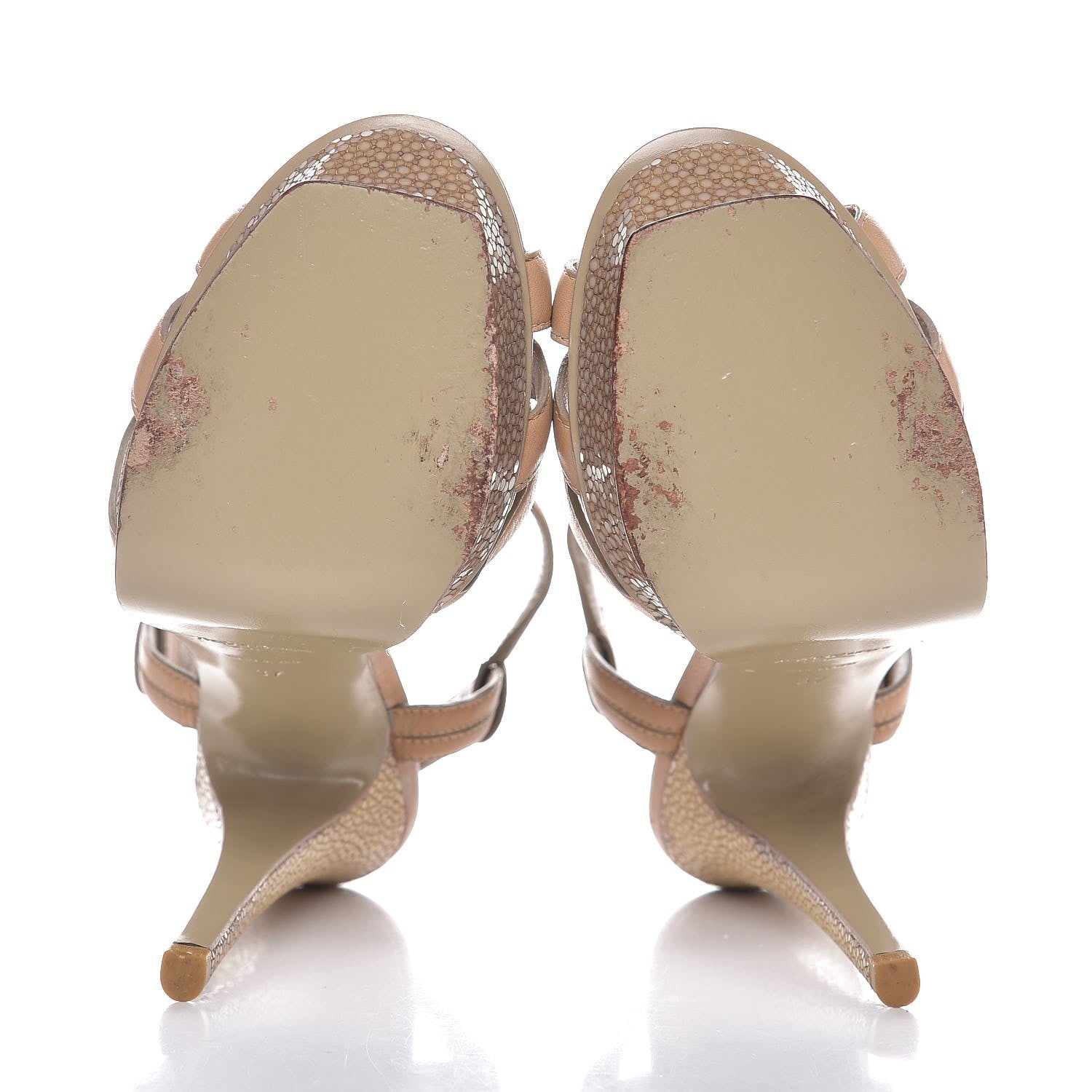 Saint Laurent Calfskin Stingray Embossed Tribute 105 Platform Sandals 37 Natural 5 of 15
