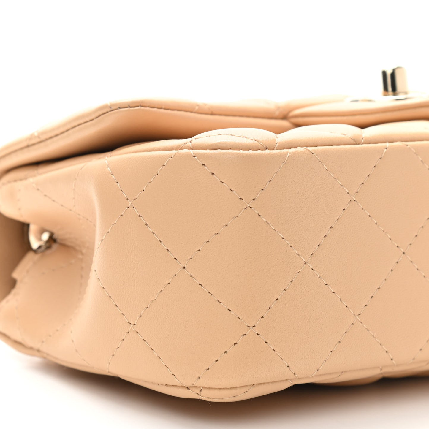 Lambskin Quilted Mini Rectangular Flap Beige